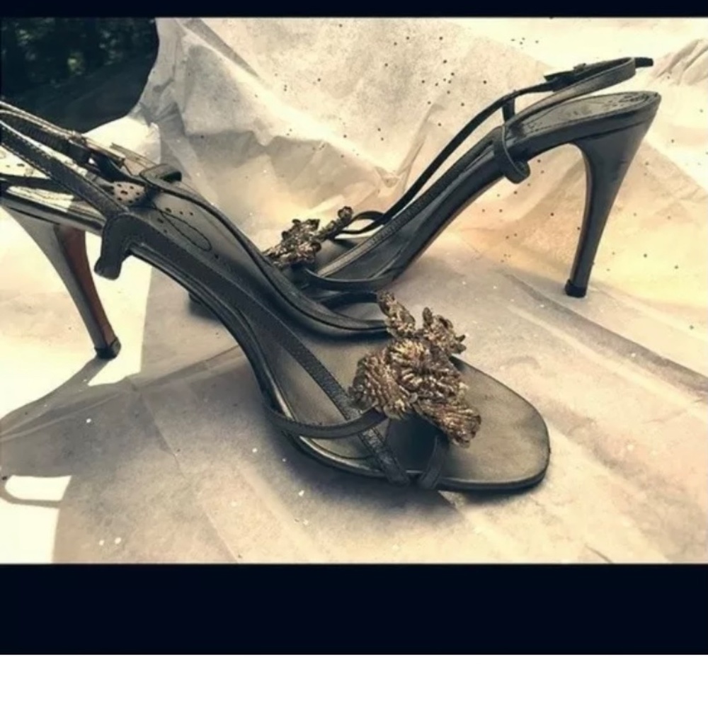 Prada Leather Beaded Heeled Sandals sz 7.5 - Picture 9 of 10